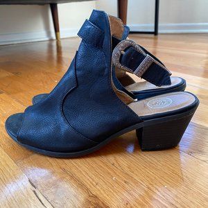 Black Open-Toe Backless Booties